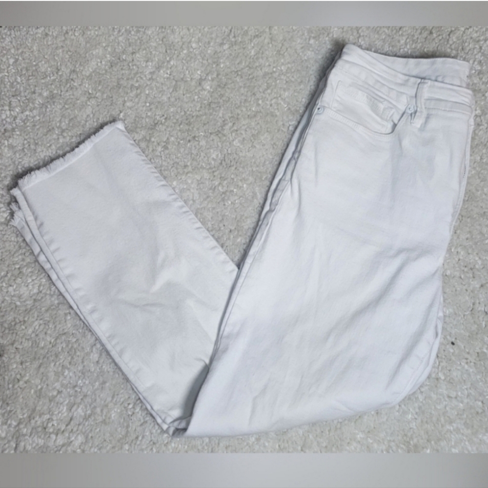 GOOD AMERICAN HIGH WAIST Ankle Cropped Frayed Hem Straight Leg Jeans Size 12/31 - Picture 3 of 14